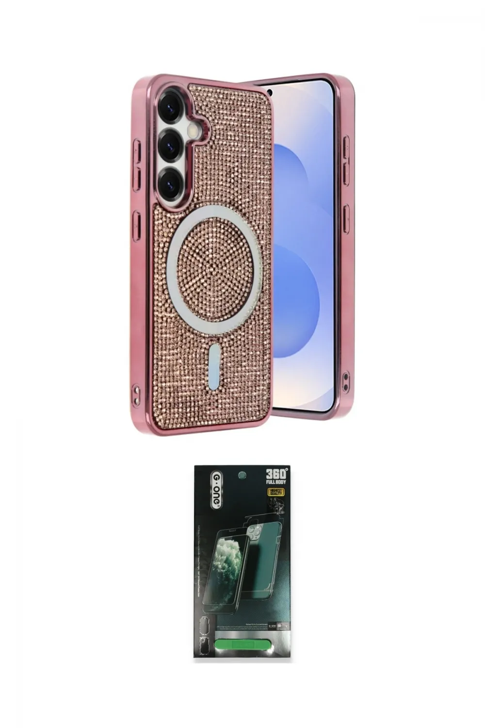ieg™ Galaxy S24 Kılıf Eksen Çizgi - Siyah 360 Mat Full Body Arka Koruyucu