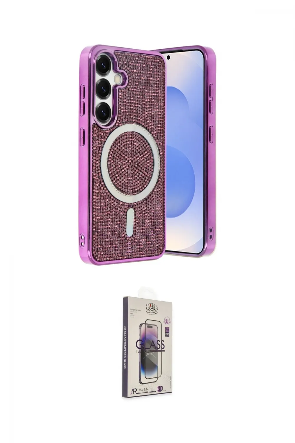 ieg™ Galaxy S24 Kılıf Eksen Çizgi - Siyah Bilvis 3D Cam Ekran Koruyucu