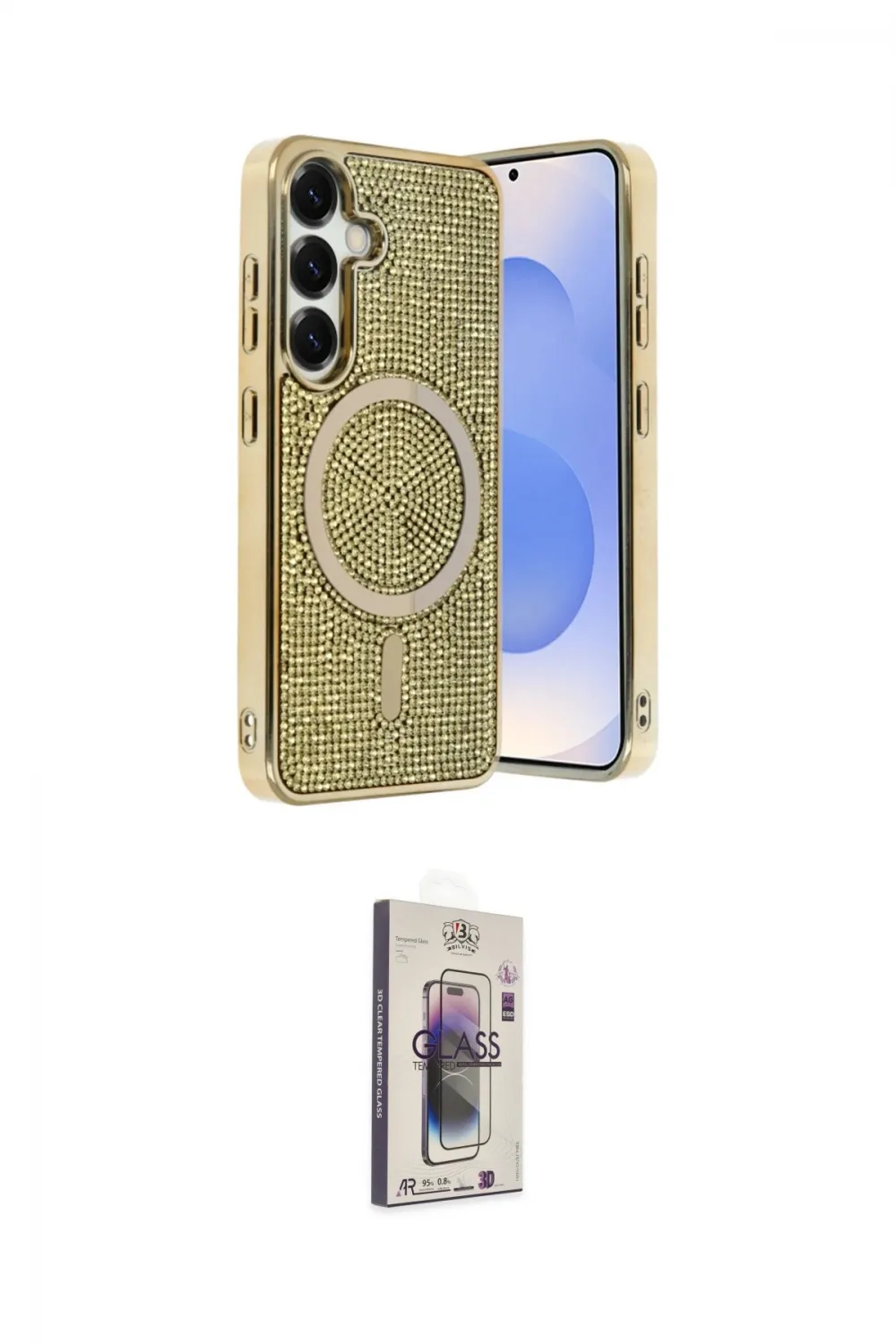 ieg™ Galaxy S24 Kılıf Eksen Çizgi - Siyah Bilvis 3D Cam Ekran Koruyucu