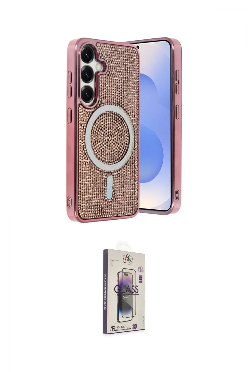 ieg™ Galaxy S24 Kılıf Eksen Çizgi - Siyah Bilvis 3D Cam Ekran Koruyucu
