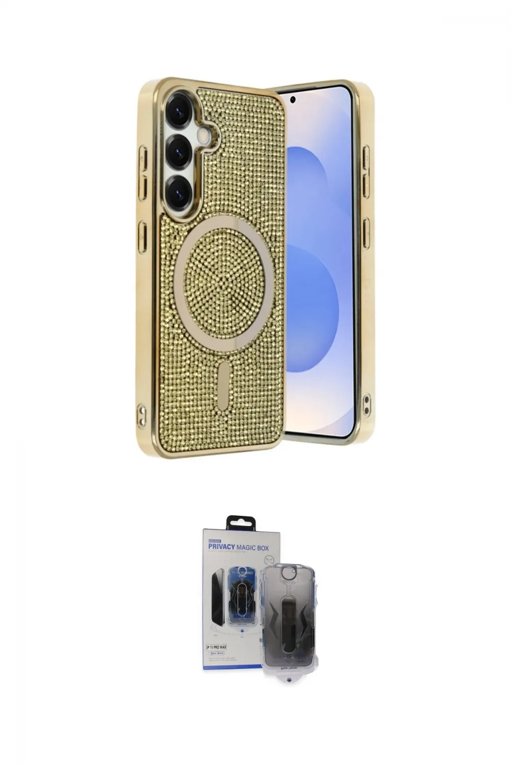 ieg™ Galaxy S24 Kılıf Eksen Çizgi - Siyah Vanessa Magic Hayalet Cam