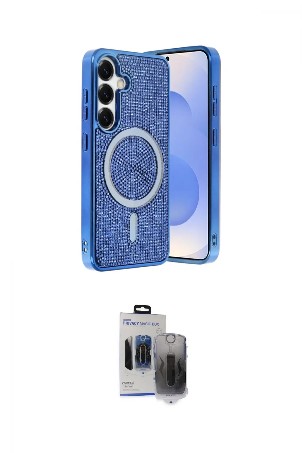 ieg™ Galaxy S24 Kılıf Eksen Çizgi - Siyah Vanessa Magic Hayalet Cam