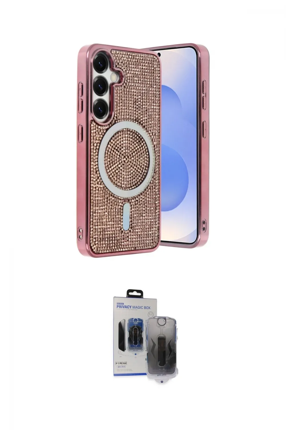 ieg™ Galaxy S24 Kılıf Eksen Çizgi - Siyah Vanessa Magic Hayalet Cam