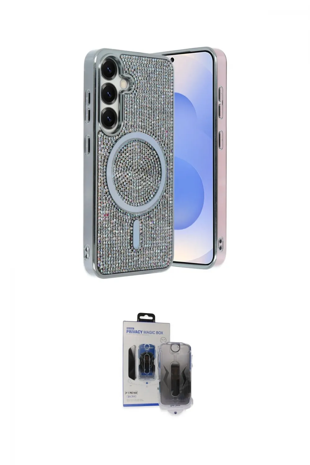 ieg™ Galaxy S24 Kılıf Eksen Çizgi - Siyah Vanessa Magic Hayalet Cam