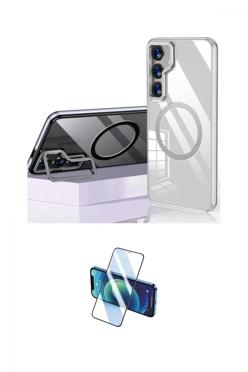 ieg™ Galaxy S24 Kılıf Nova Doku - Siyah 3D Antistatik Cam Ekran Koruyucu