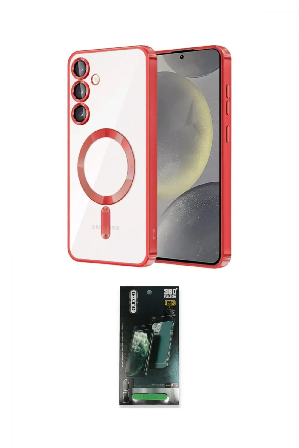 ieg™ Galaxy S24 Kılıf Nova Işık Özel Seri - Siyah 360 Mat Full Body Arka Koruyucu