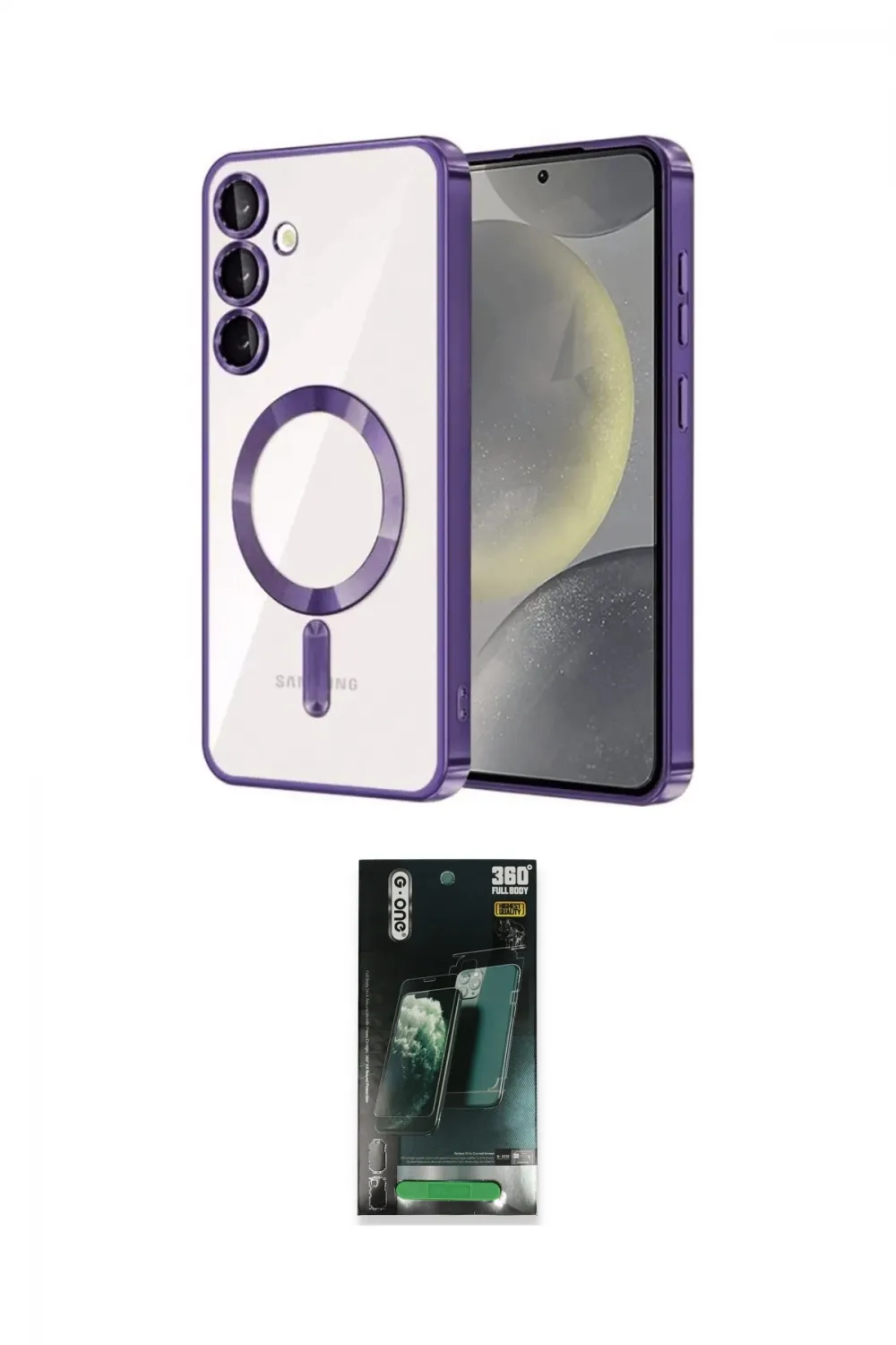 ieg™ Galaxy S24 Kılıf Nova Işık Özel Seri - Siyah 360 Mat Full Body Arka Koruyucu