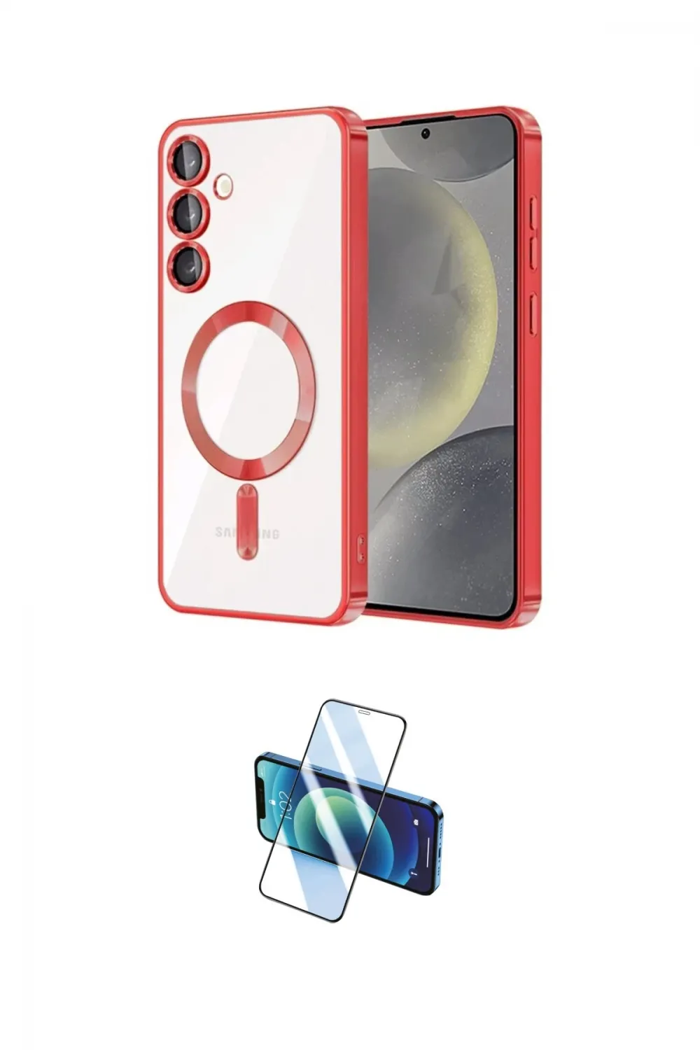 ieg™ Galaxy S24 Kılıf Nova Işık Özel Seri - Siyah 3D Antistatik Cam Ekran Koruyucu