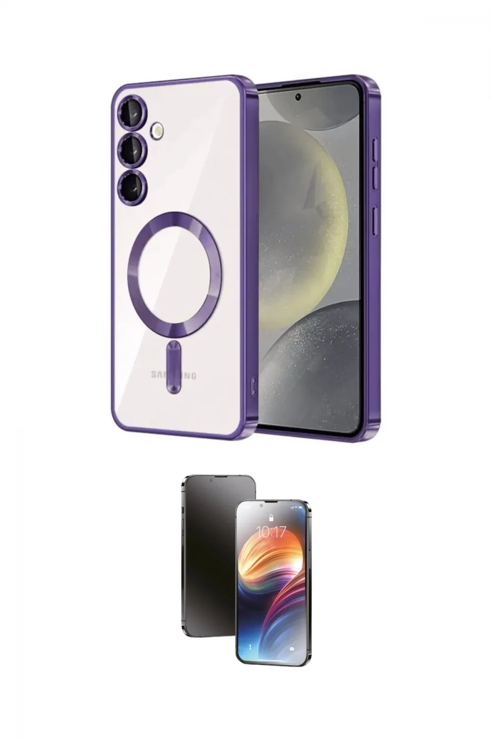 ieg™ Galaxy S24 Kılıf Nova Işık Özel Seri - Siyah 3D Antistatik Mat Seramik Nano Ekran Koruyucu