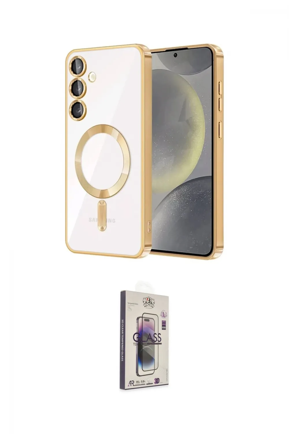 ieg™ Galaxy S24 Kılıf Nova Işık Özel Seri - Siyah Bilvis 3D Cam Ekran Koruyucu