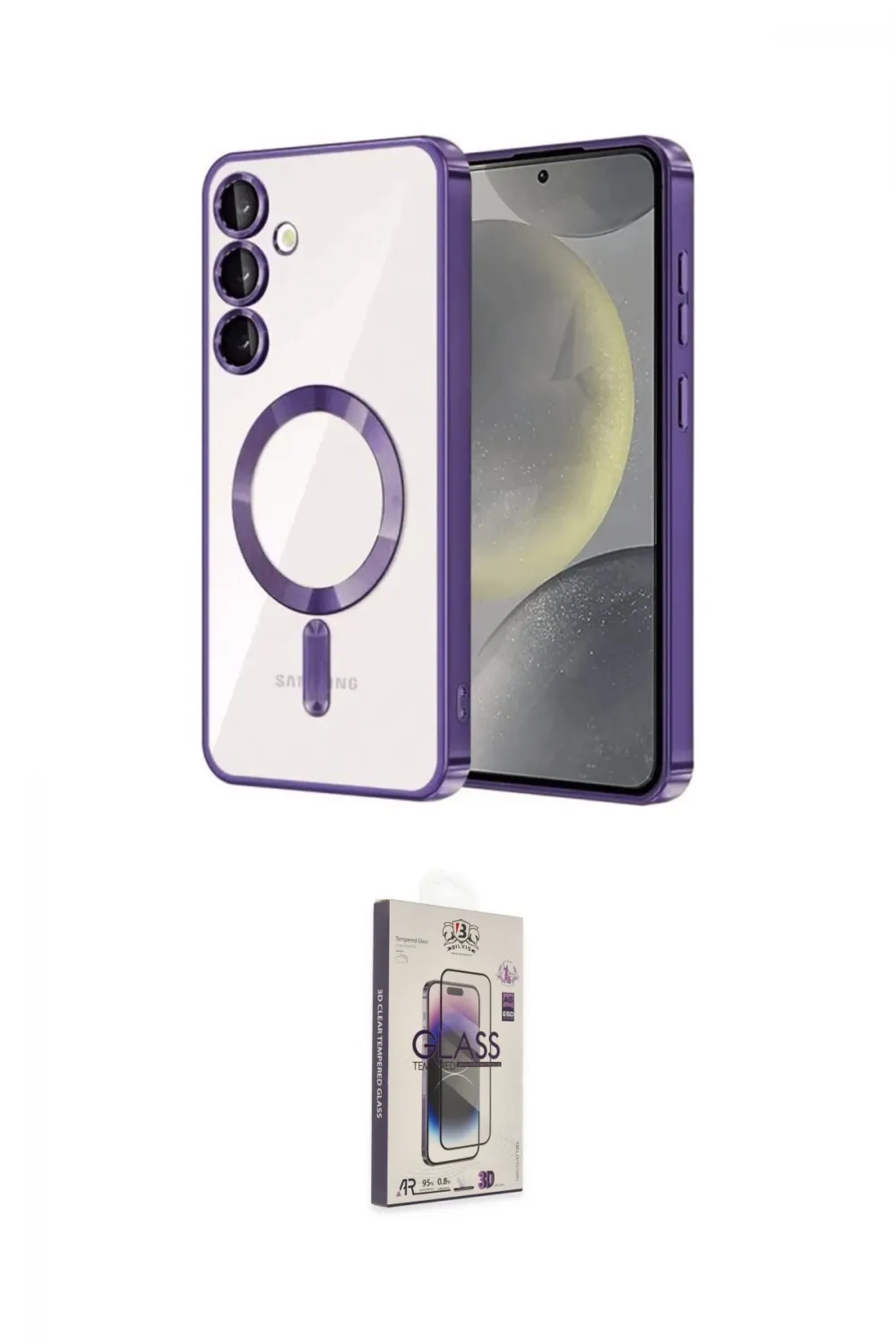ieg™ Galaxy S24 Kılıf Nova Işık Özel Seri - Siyah Bilvis 3D Cam Ekran Koruyucu