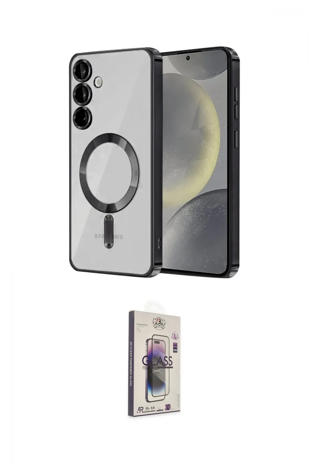 ieg™ Galaxy S24 Kılıf Nova Işık Özel Seri - Siyah Bilvis 3D Cam Ekran Koruyucu