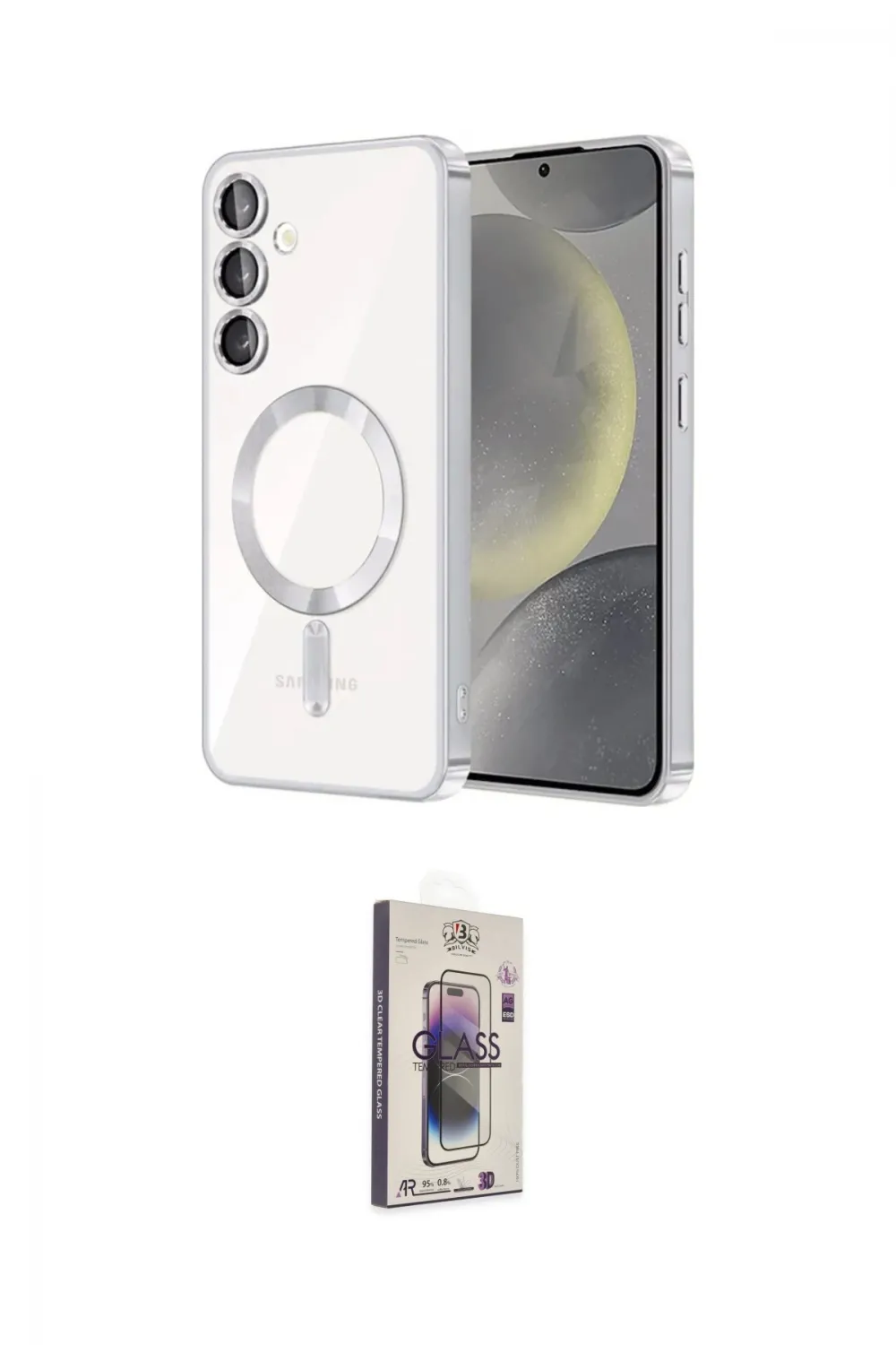 ieg™ Galaxy S24 Kılıf Nova Işık Özel Seri - Siyah Bilvis 3D Cam Ekran Koruyucu