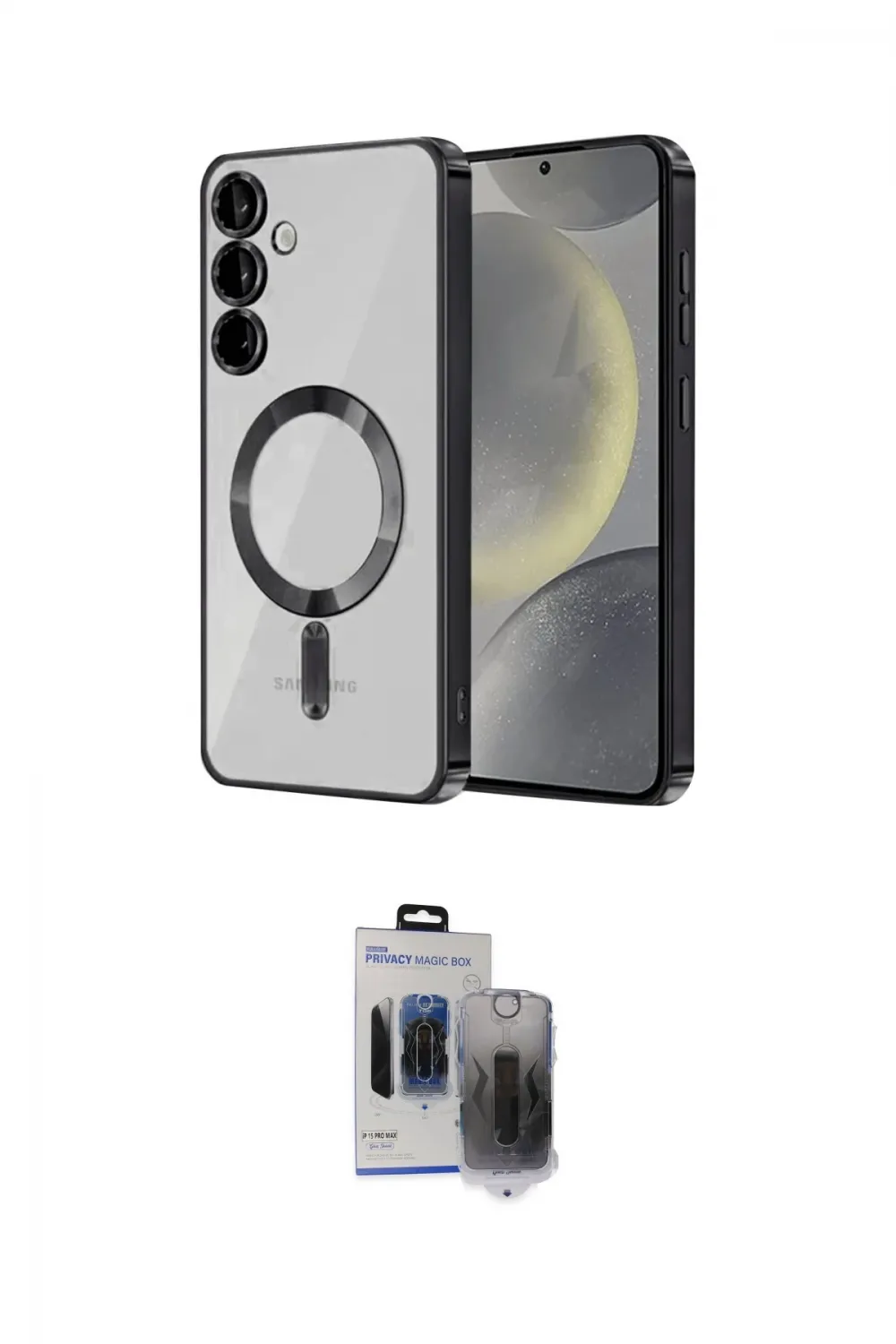 ieg™ Galaxy S24 Kılıf Nova Işık Özel Seri - Siyah Vanessa Magic Hayalet Cam