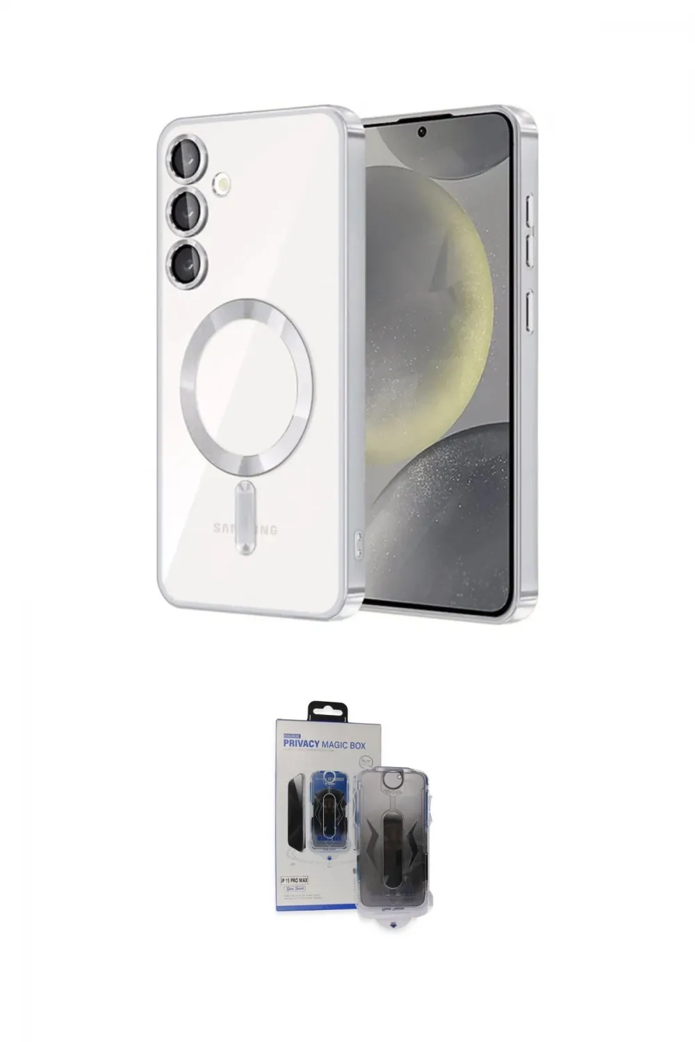 ieg™ Galaxy S24 Kılıf Nova Işık Özel Seri - Siyah Vanessa Magic Hayalet Cam