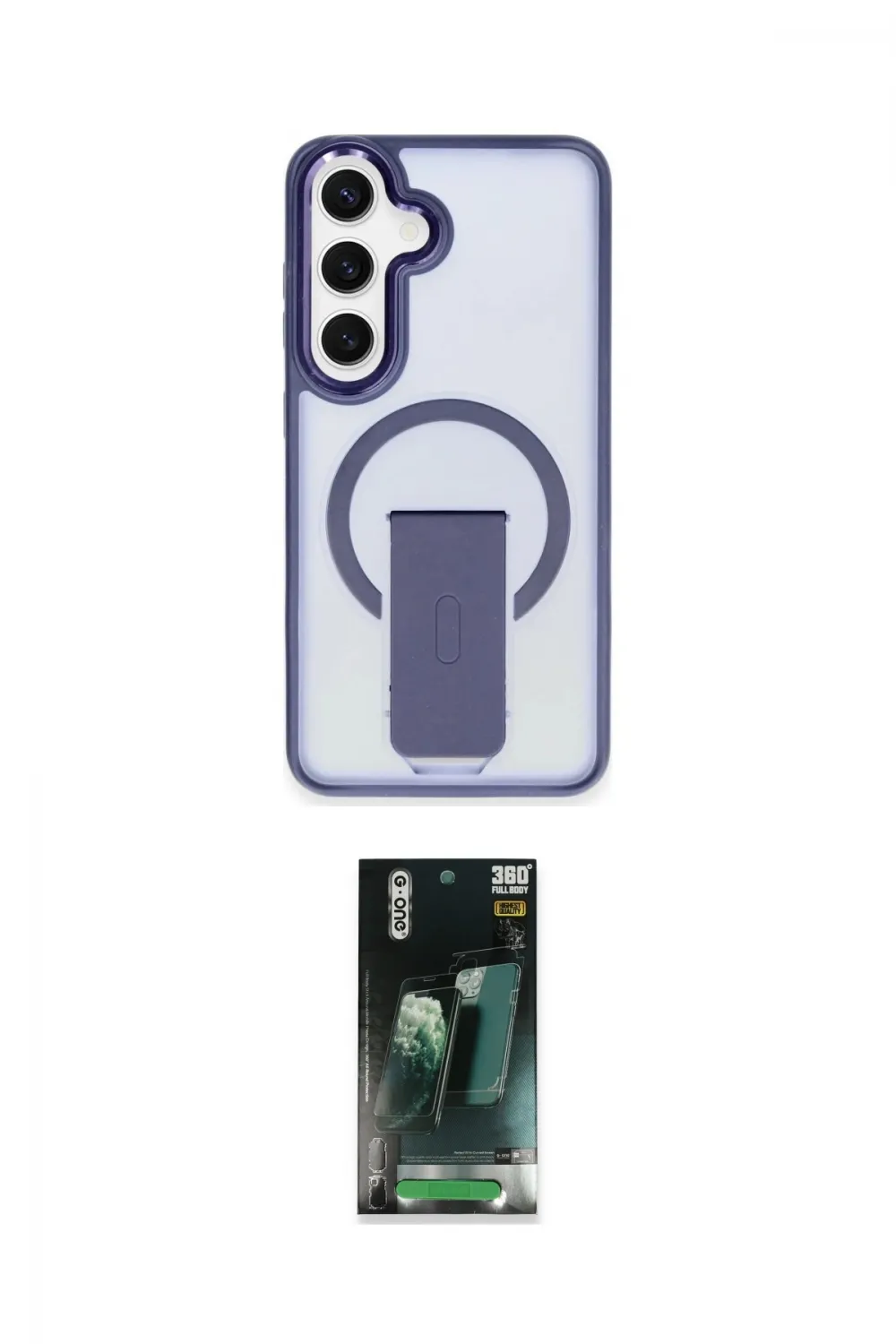 ieg™ Galaxy S24 Kılıf Pusula Doku Koleksiyonu - Siyah 360 Mat Full Body Arka Koruyucu