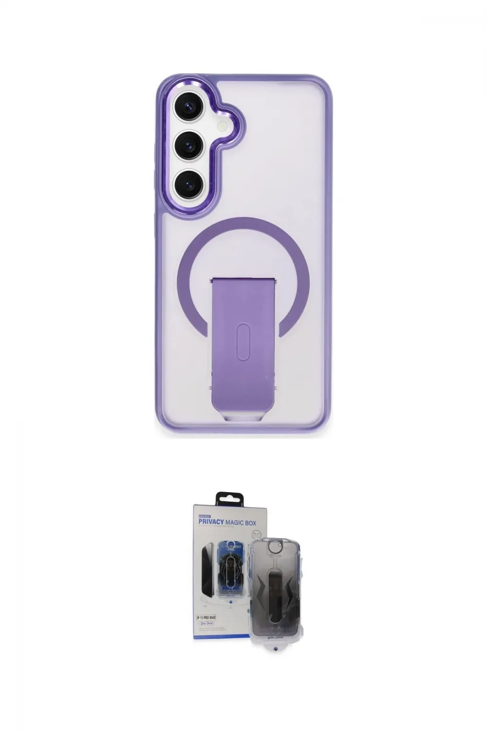 ieg™ Galaxy S24 Kılıf Pusula Doku Koleksiyonu - Siyah Vanessa Magic Hayalet Cam