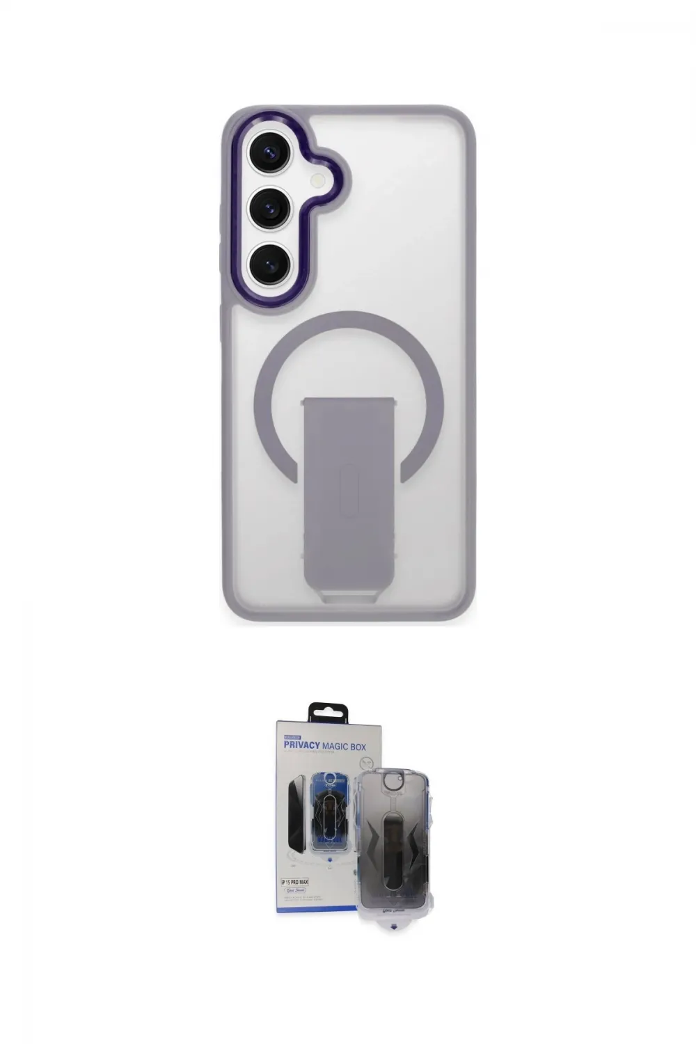 ieg™ Galaxy S24 Kılıf Pusula Doku Koleksiyonu - Siyah Vanessa Magic Hayalet Cam