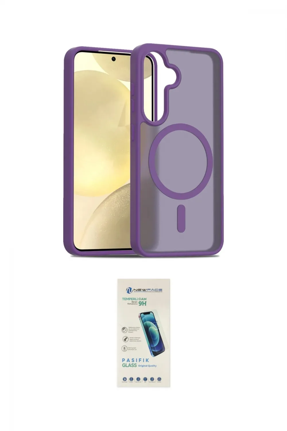 ieg™ Galaxy S24 Kılıf Siluet Minimal Prime - Şeffaf Pasifik Cam Ekran Koruyucu