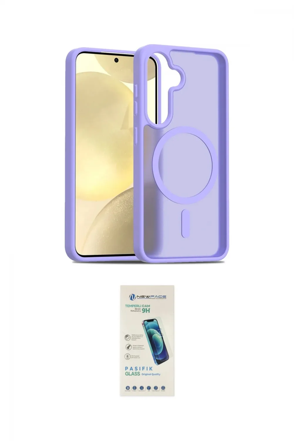 ieg™ Galaxy S24 Kılıf Siluet Minimal Prime - Şeffaf Pasifik Cam Ekran Koruyucu
