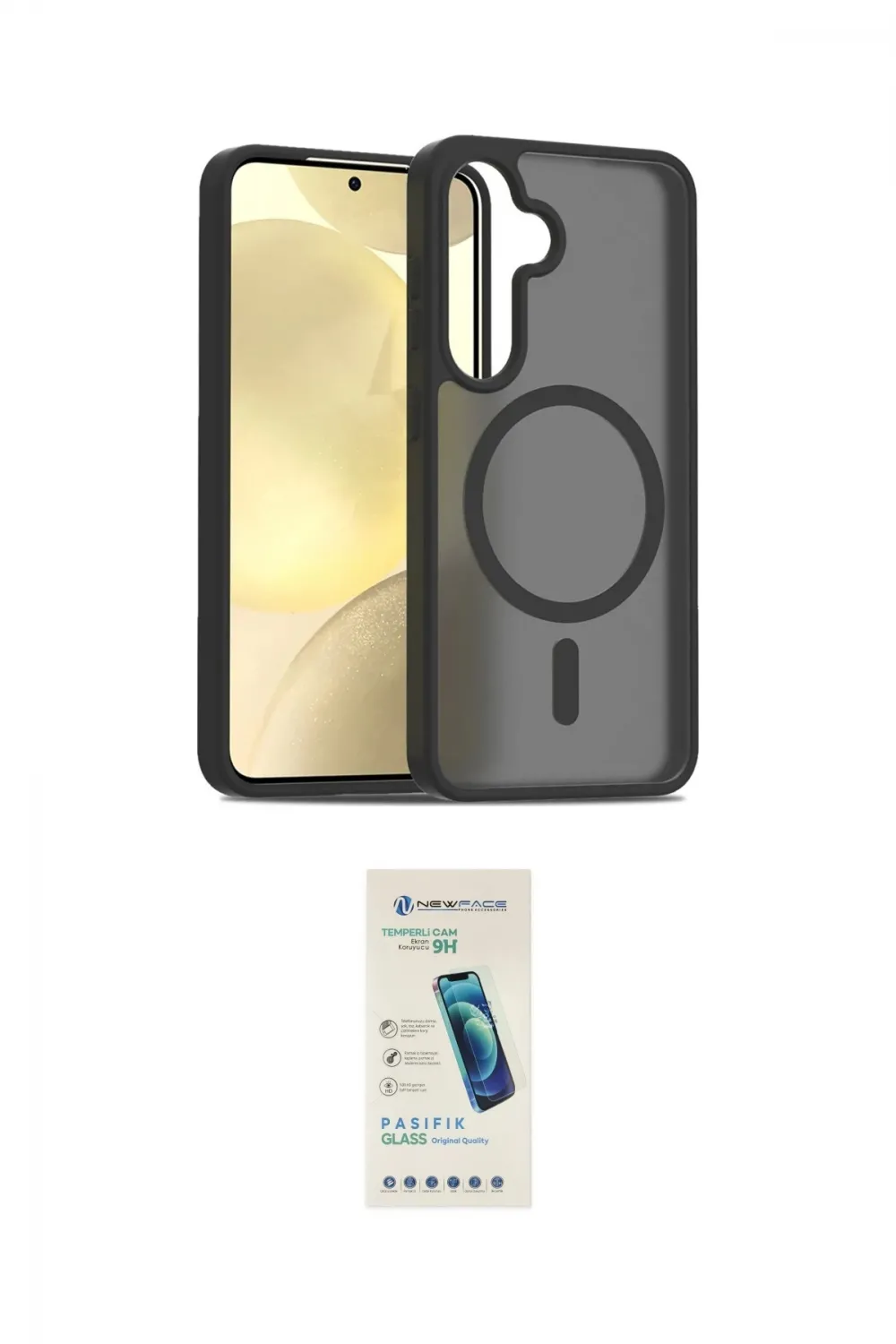 ieg™ Galaxy S24 Kılıf Siluet Minimal Prime - Şeffaf Pasifik Cam Ekran Koruyucu