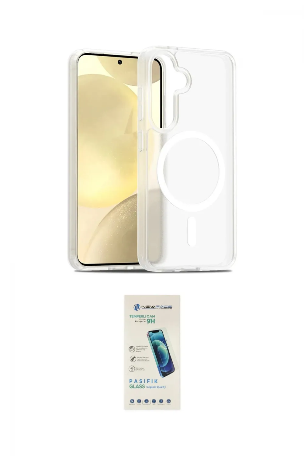 ieg™ Galaxy S24 Kılıf Siluet Minimal Prime - Şeffaf Pasifik Cam Ekran Koruyucu