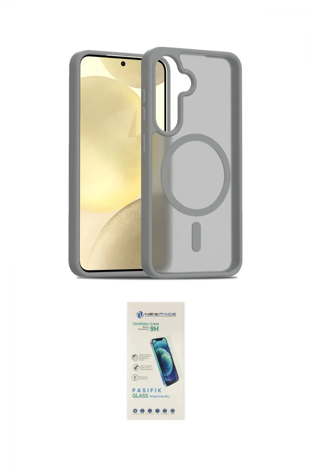 ieg™ Galaxy S24 Kılıf Siluet Minimal Prime - Şeffaf Pasifik Cam Ekran Koruyucu