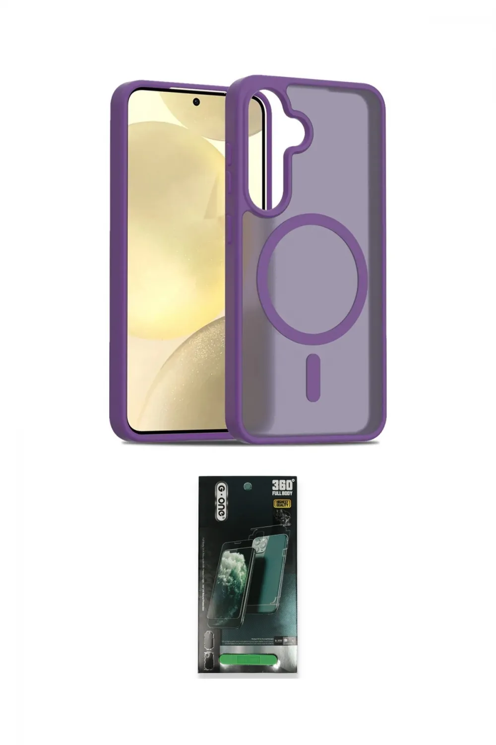 ieg™ Galaxy S24 Kılıf Siluet Minimal Prime - Siyah 360 Mat Full Body Arka Koruyucu