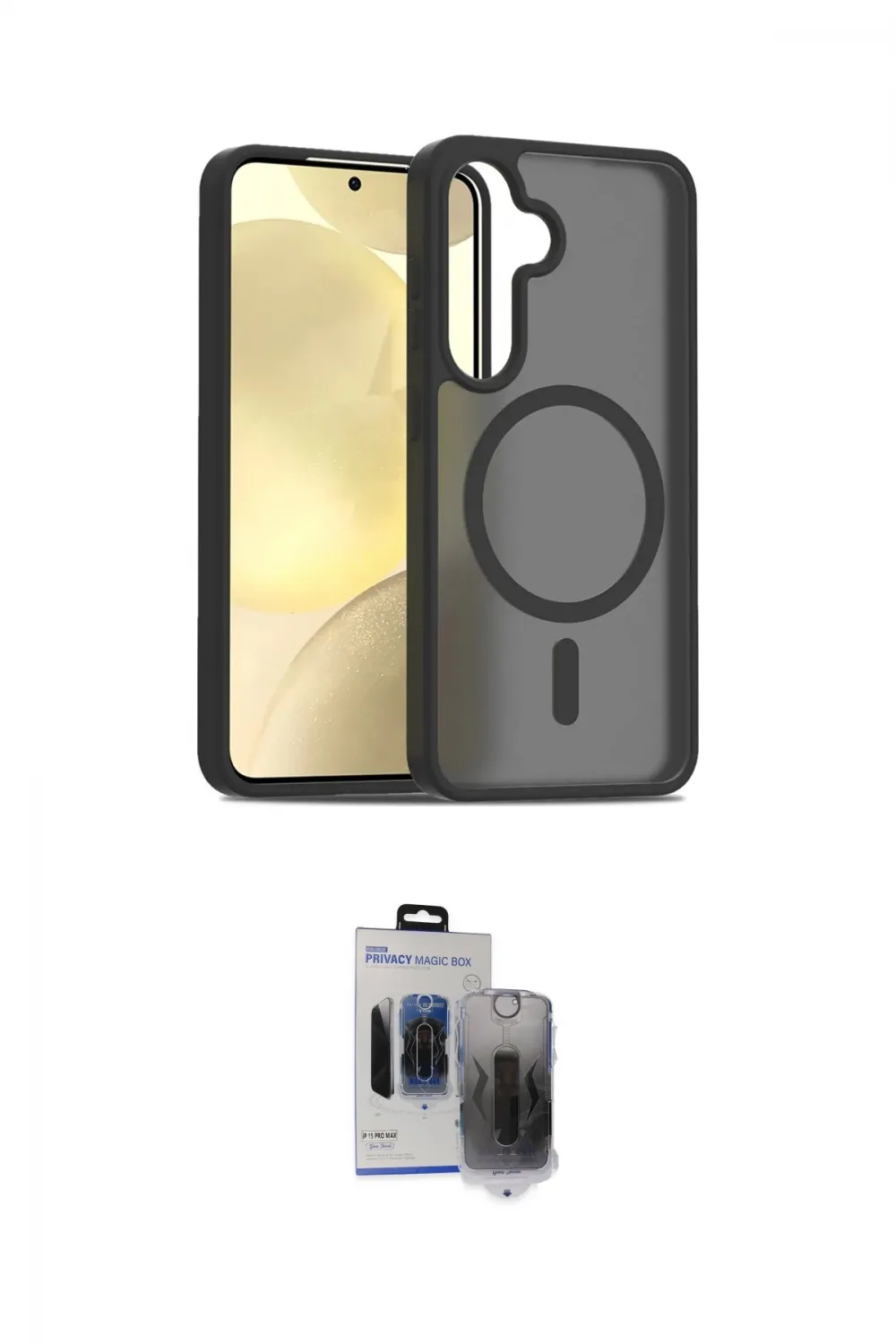 ieg™ Galaxy S24 Kılıf Siluet Minimal Prime - Siyah Vanessa Magic Hayalet Cam