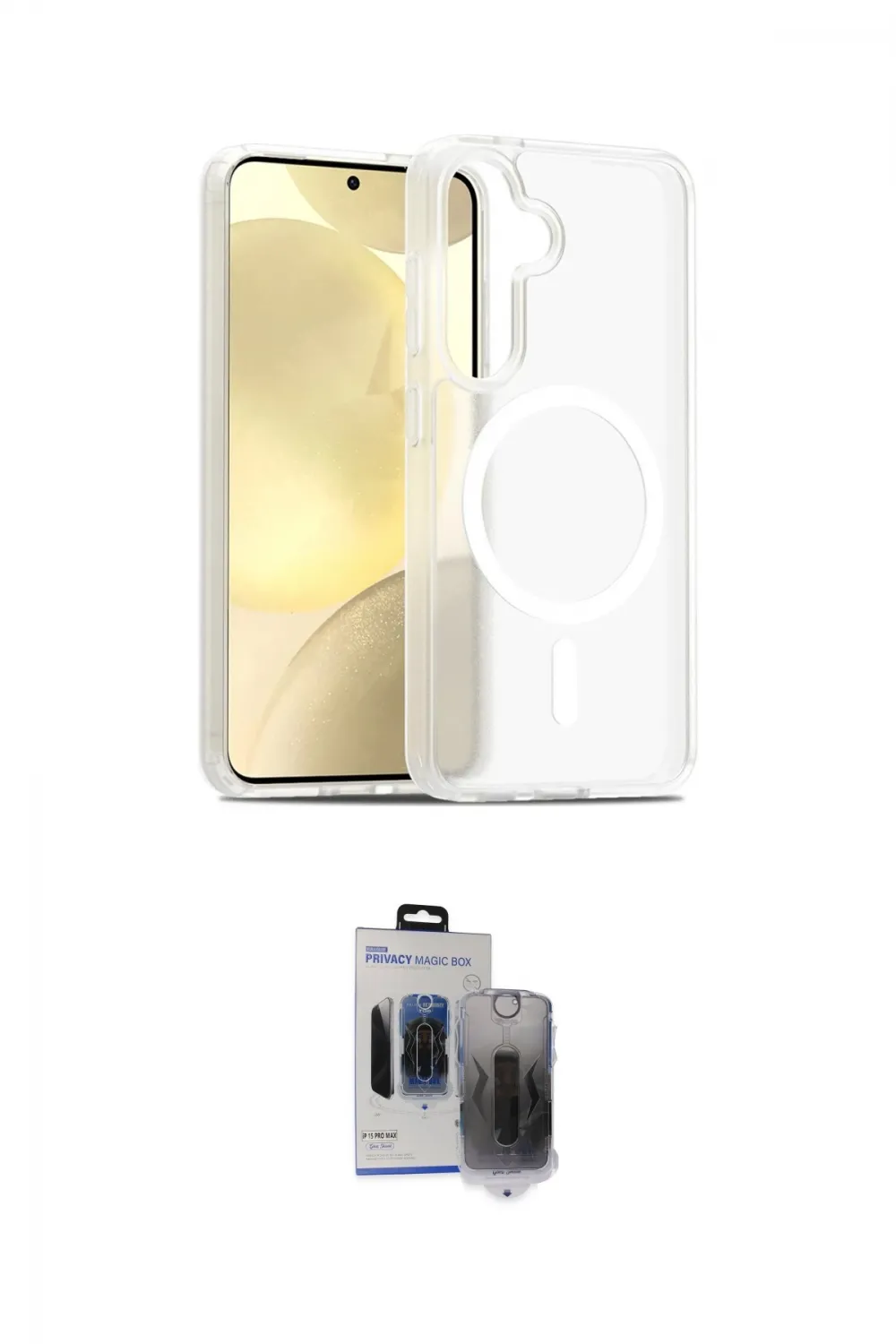 ieg™ Galaxy S24 Kılıf Siluet Minimal Prime - Siyah Vanessa Magic Hayalet Cam