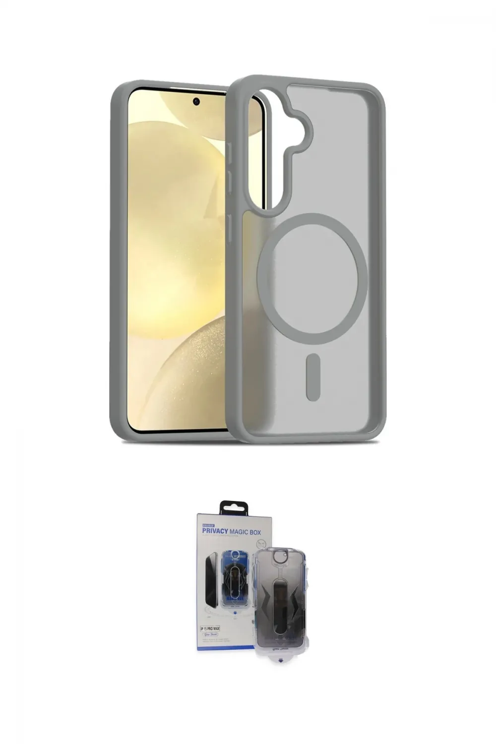 ieg™ Galaxy S24 Kılıf Siluet Minimal Prime - Siyah Vanessa Magic Hayalet Cam