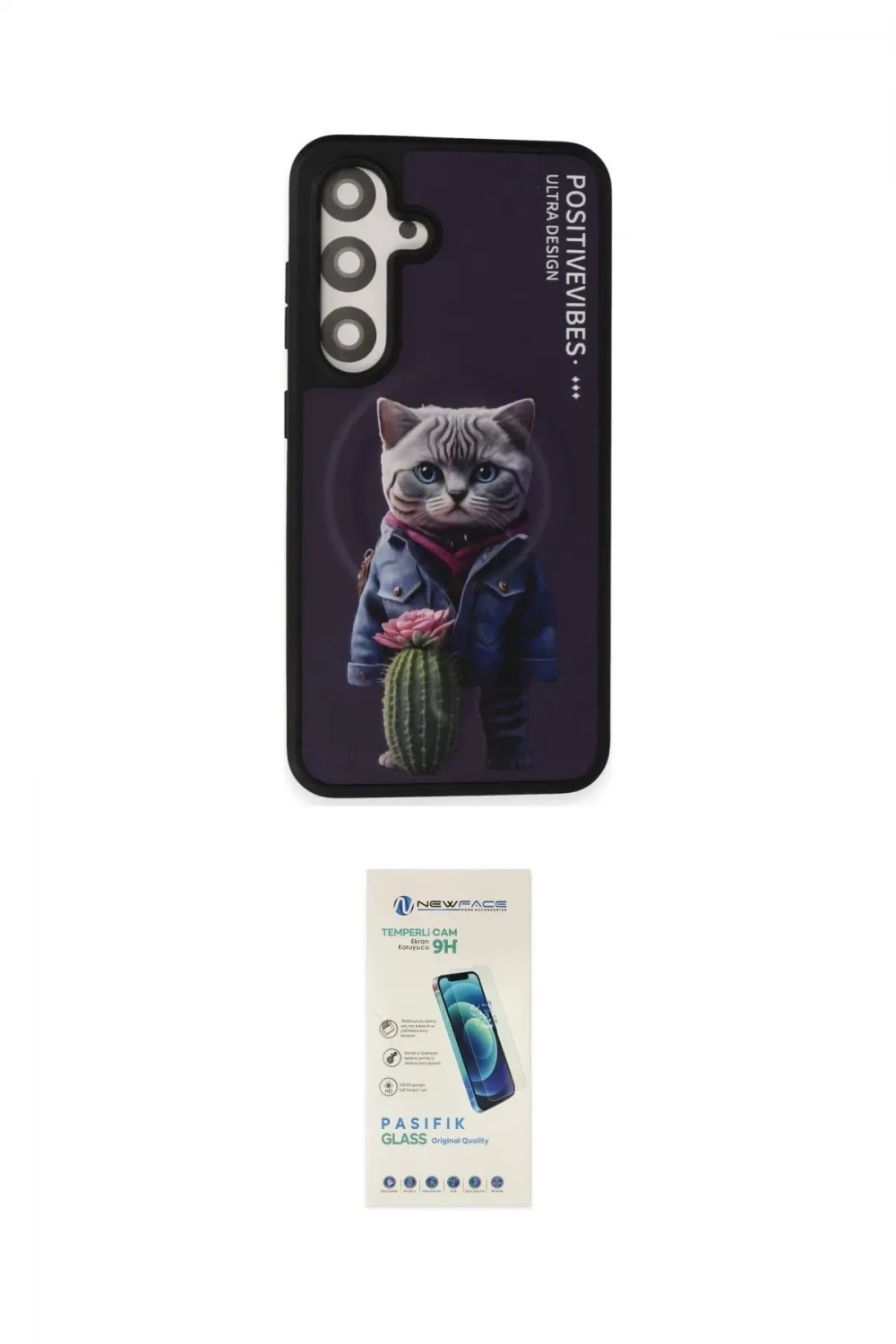 ieg™ Galaxy S24 Kılıf Siluet Modern Özel Seri - Şeffaf Pasifik Cam Ekran Koruyucu