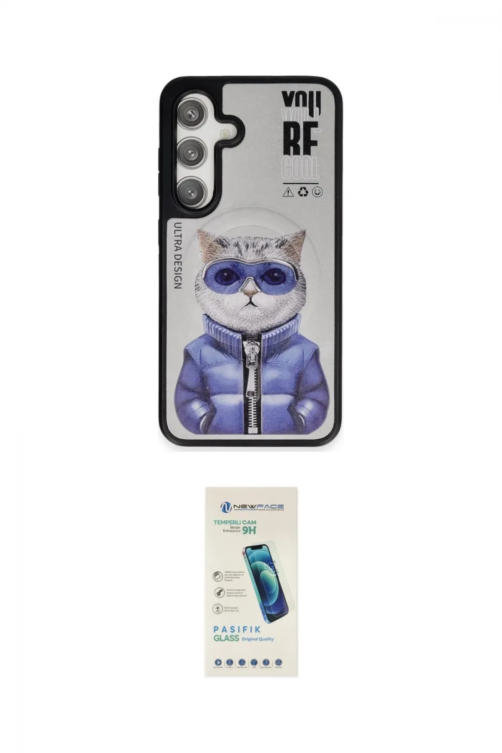 ieg™ Galaxy S24 Kılıf Siluet Modern Özel Seri - Şeffaf Pasifik Cam Ekran Koruyucu