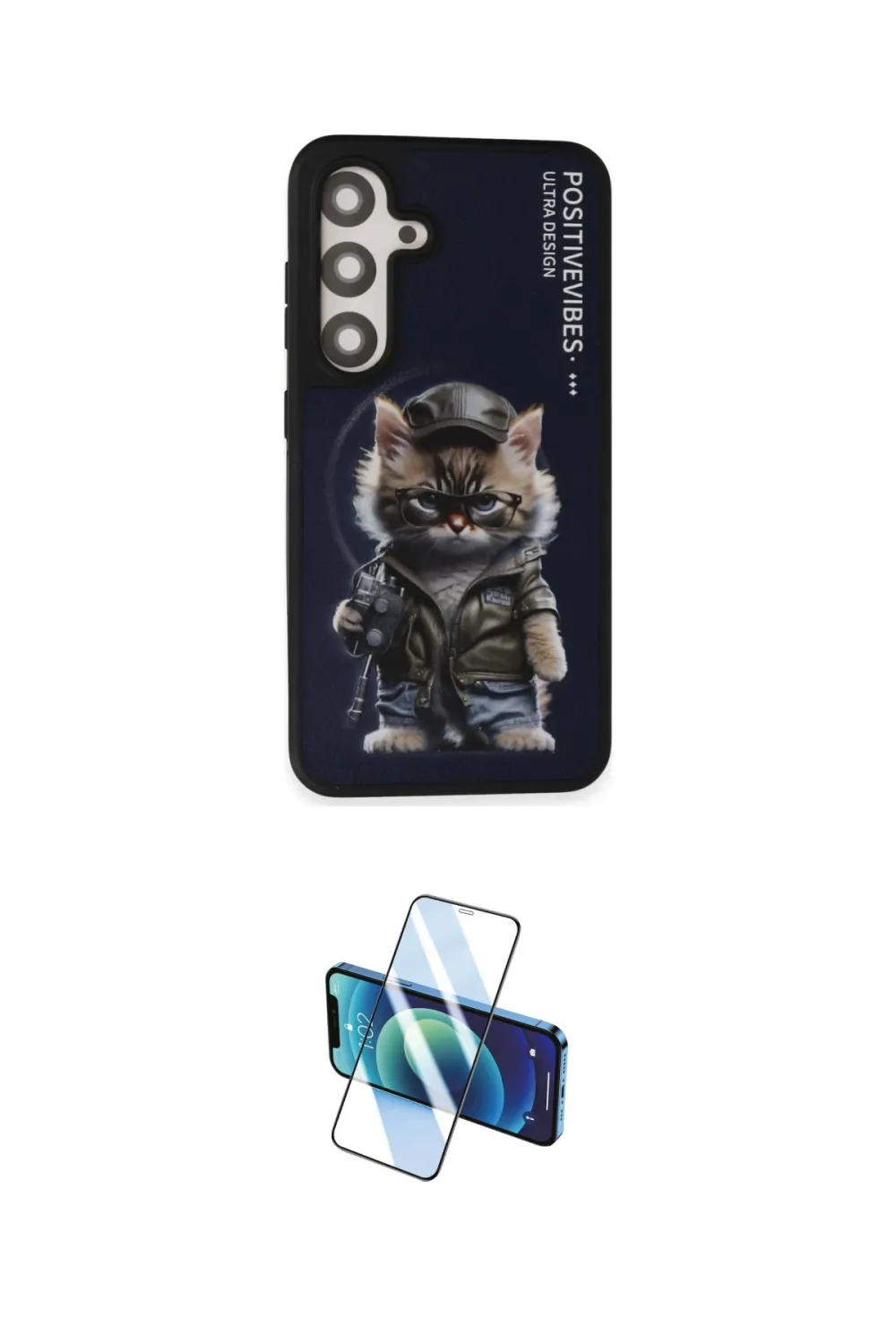 ieg™ Galaxy S24 Kılıf Siluet Modern Özel Seri - Siyah 3D Antistatik Cam Ekran Koruyucu