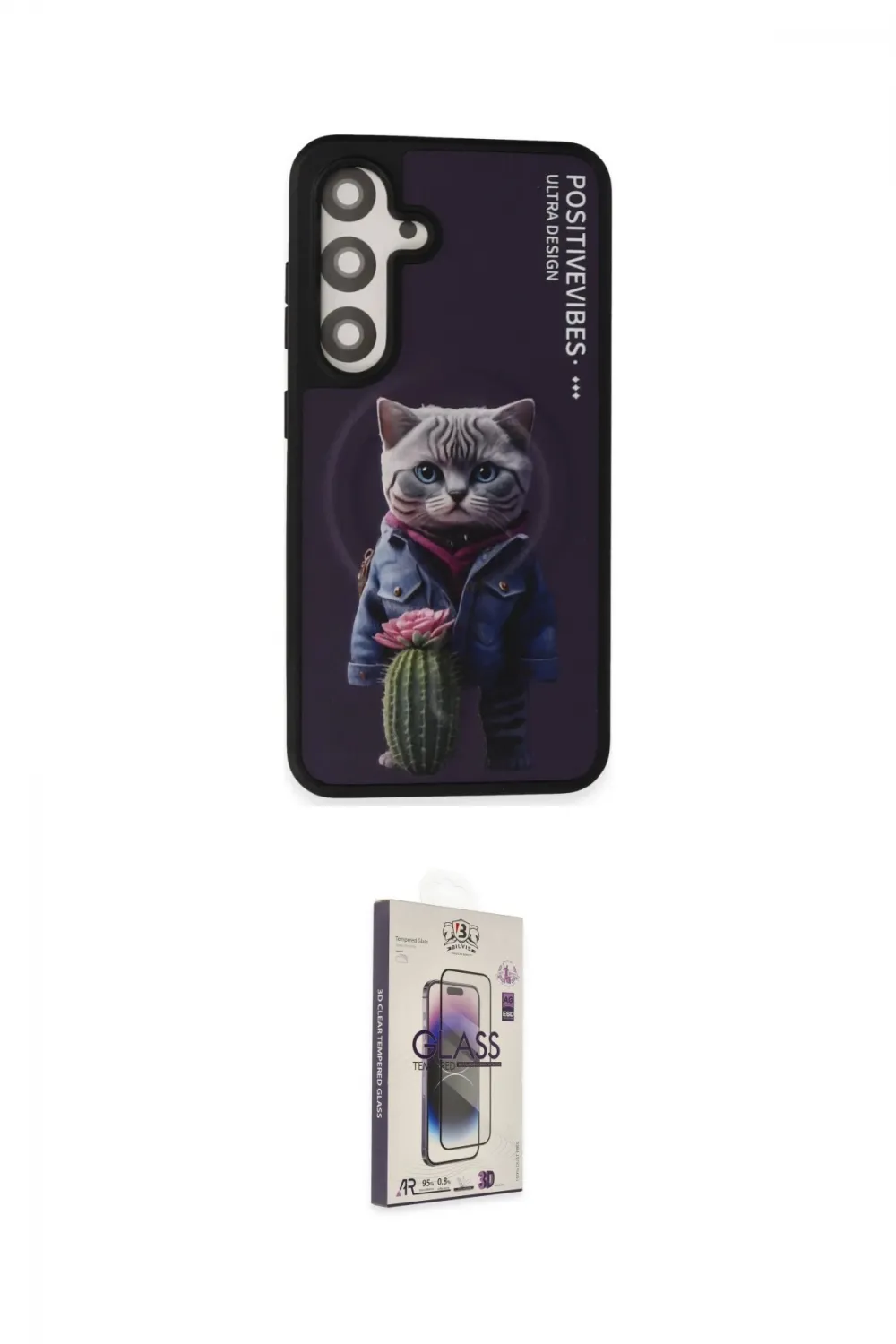 ieg™ Galaxy S24 Kılıf Siluet Modern Özel Seri - Siyah Bilvis 3D Cam Ekran Koruyucu