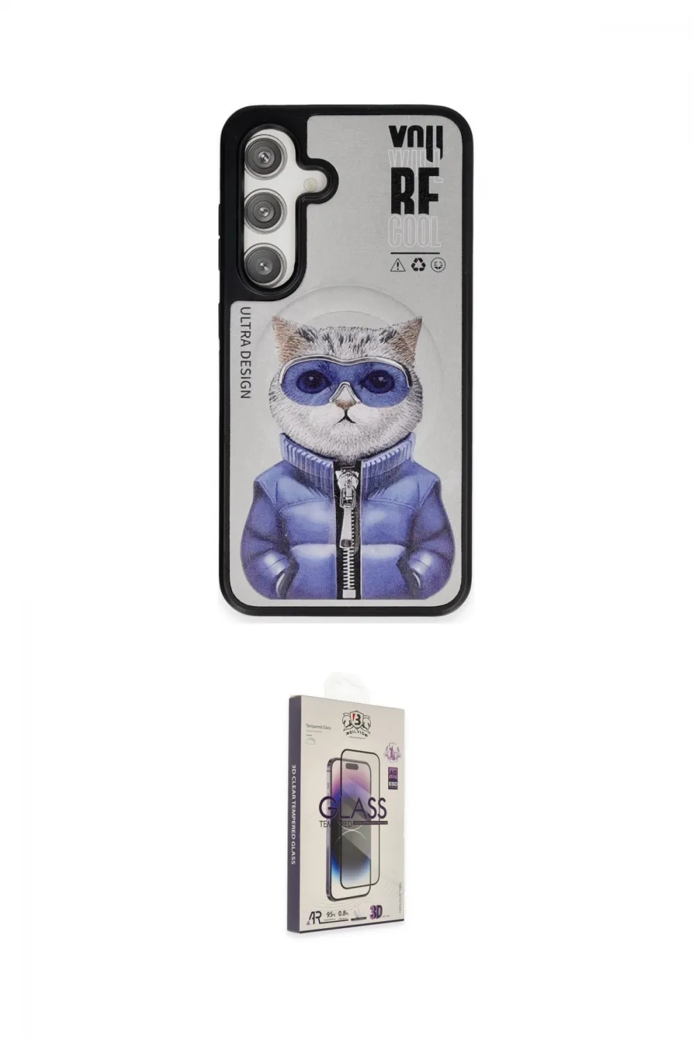 ieg™ Galaxy S24 Kılıf Siluet Modern Özel Seri - Siyah Bilvis 3D Cam Ekran Koruyucu