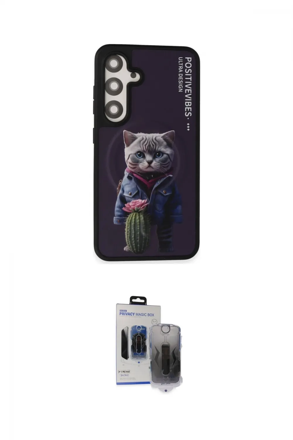 ieg™ Galaxy S24 Kılıf Siluet Modern Özel Seri - Siyah Vanessa Magic Hayalet Cam