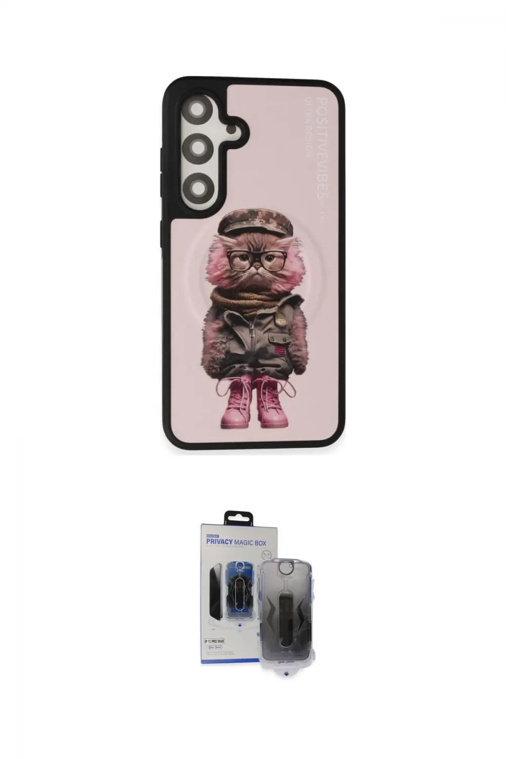 ieg™ Galaxy S24 Kılıf Siluet Modern Özel Seri - Siyah Vanessa Magic Hayalet Cam