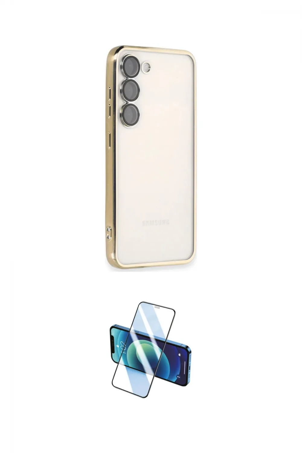 ieg™ Galaxy S24 Kılıf Vadi Minimal - Siyah 3D Antistatik Cam Ekran Koruyucu