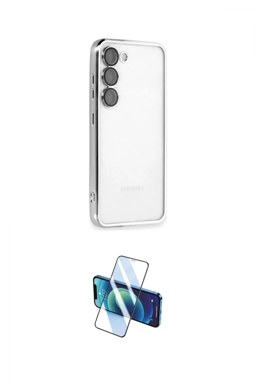 ieg™ Galaxy S24 Kılıf Vadi Minimal - Siyah 3D Antistatik Cam Ekran Koruyucu