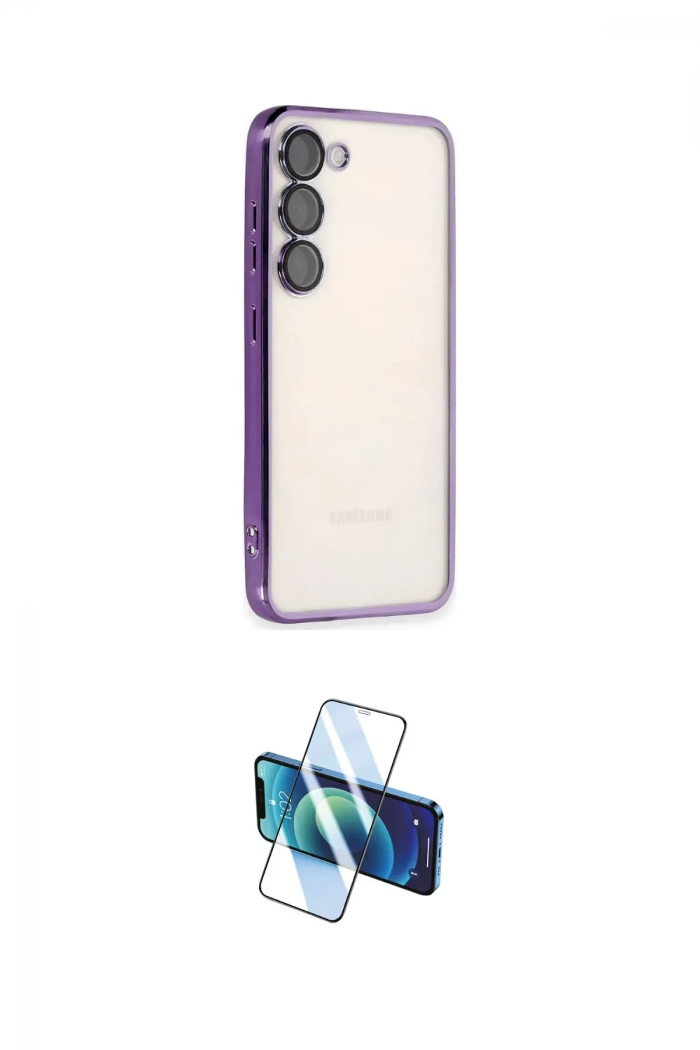 ieg™ Galaxy S24 Kılıf Vadi Minimal - Siyah 3D Antistatik Cam Ekran Koruyucu