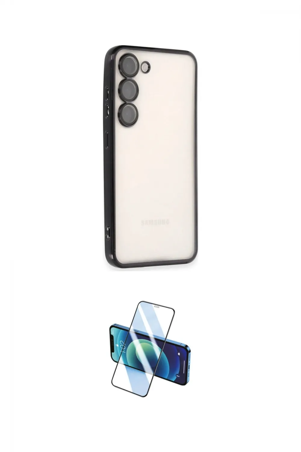 ieg™ Galaxy S24 Kılıf Vadi Minimal - Siyah 3D Antistatik Cam Ekran Koruyucu