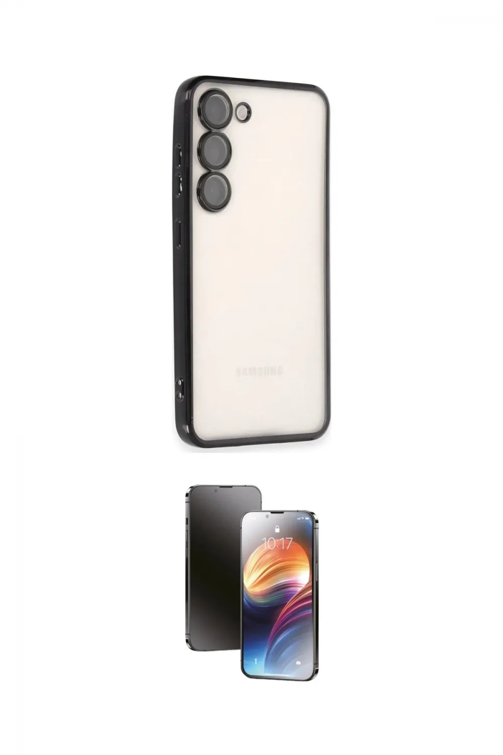 ieg™ Galaxy S24 Kılıf Vadi Minimal - Siyah 3D Antistatik Mat Seramik Nano Ekran Koruyucu