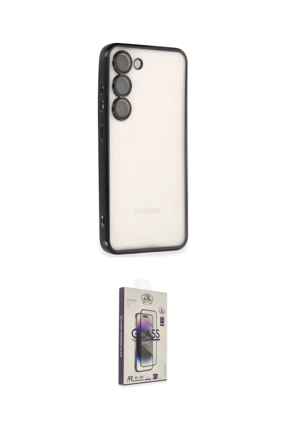 ieg™ Galaxy S24 Kılıf Vadi Minimal - Siyah Bilvis 3D Cam Ekran Koruyucu
