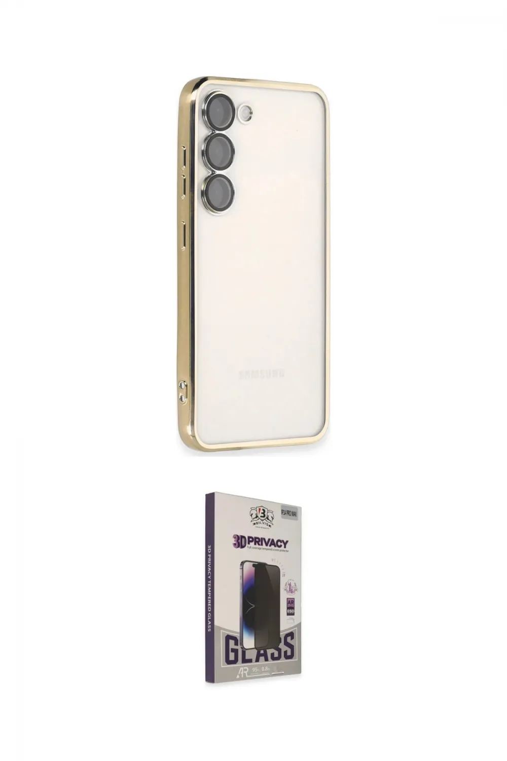 ieg™ Galaxy S24 Kılıf Vadi Minimal - Siyah Bilvis Hayalet Cam Ekran Koruyucu