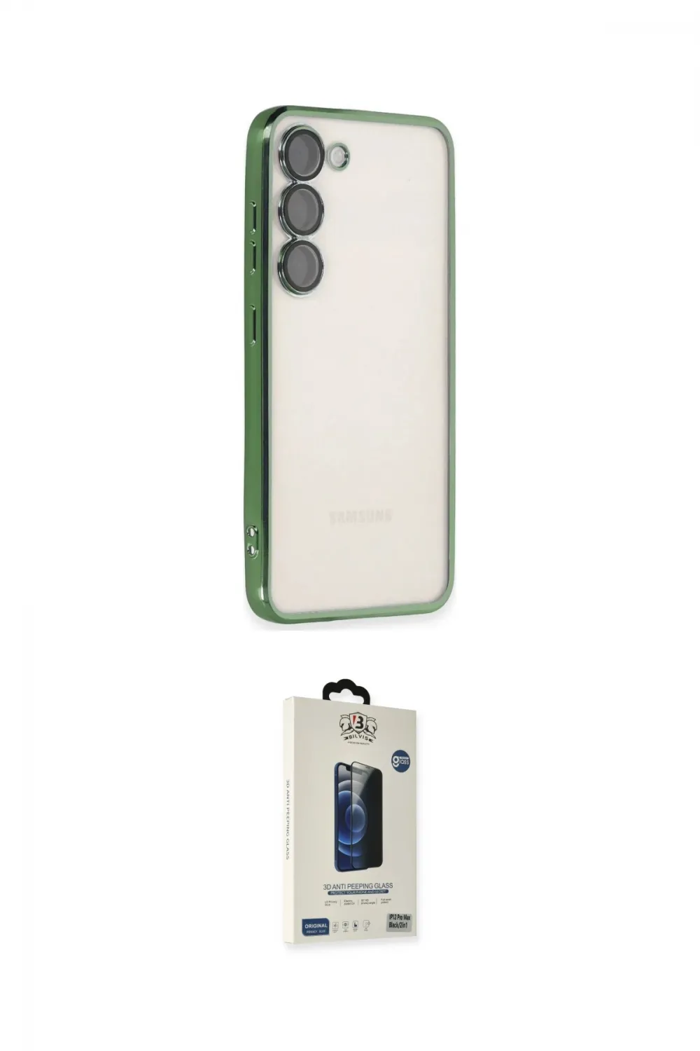 ieg™ Galaxy S24 Kılıf Vadi Minimal - Siyah Bilvis Hayalet Cam Ekran Koruyucu