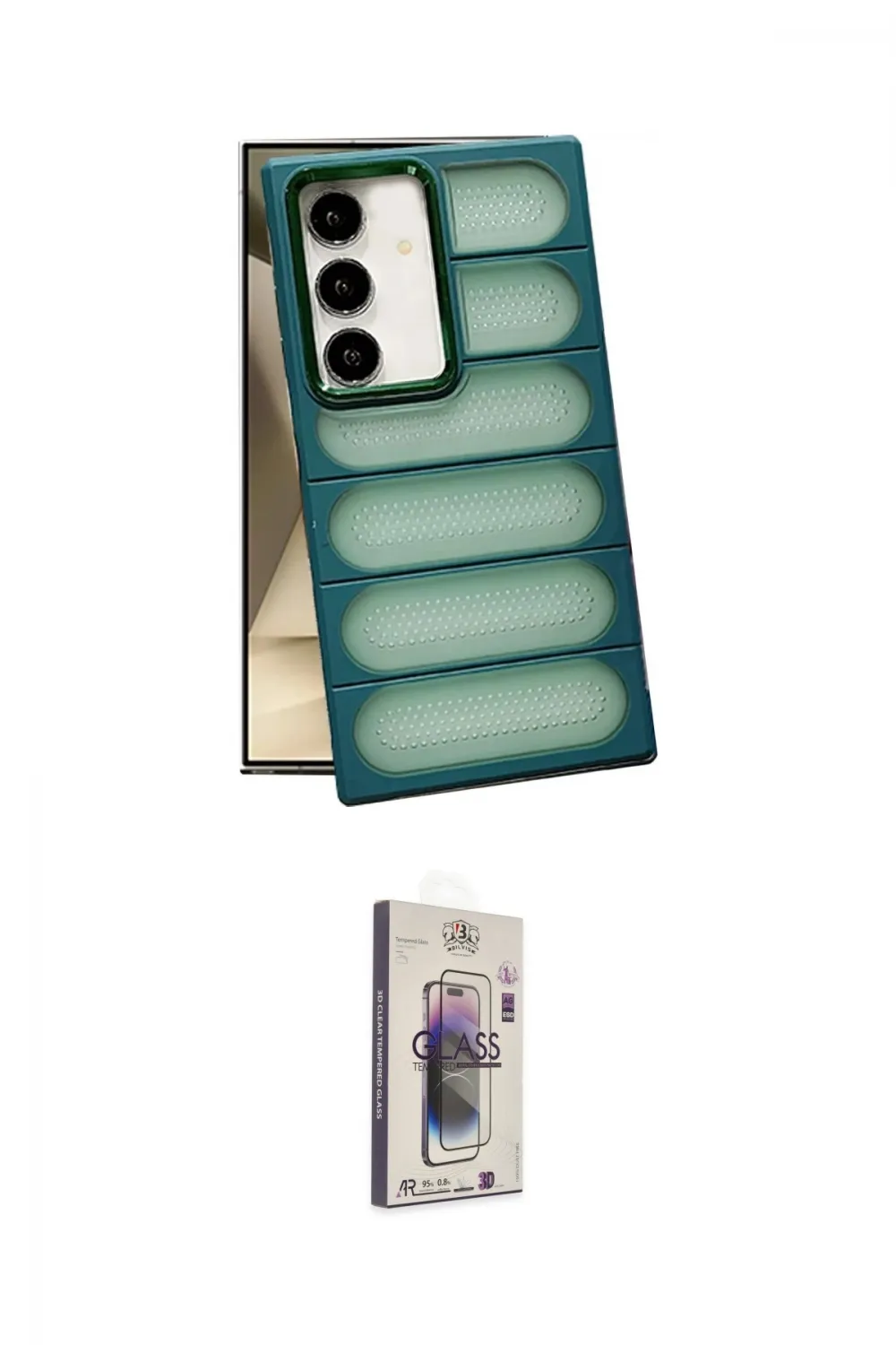 ieg™ Galaxy S24 Kılıf Yadigar Doku Özel Seri - Siyah Bilvis 3D Cam Ekran Koruyucu