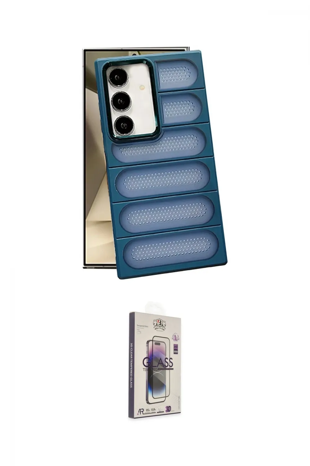 ieg™ Galaxy S24 Kılıf Yadigar Doku Özel Seri - Siyah Bilvis 3D Cam Ekran Koruyucu