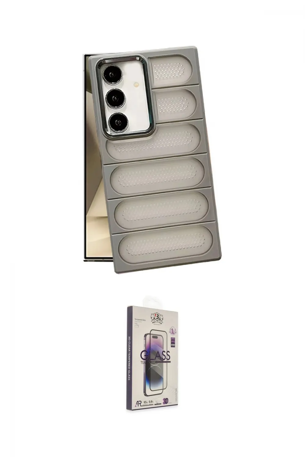 ieg™ Galaxy S24 Kılıf Yadigar Doku Özel Seri - Siyah Bilvis 3D Cam Ekran Koruyucu