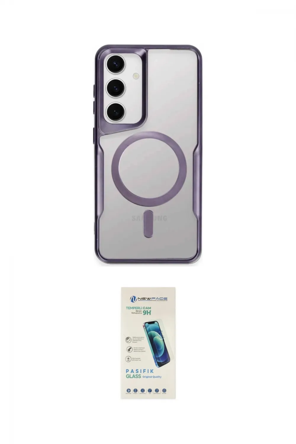 ieg™ Galaxy S24 Kılıf Yadigar Klasik Özel Seri - Şeffaf Pasifik Cam Ekran Koruyucu